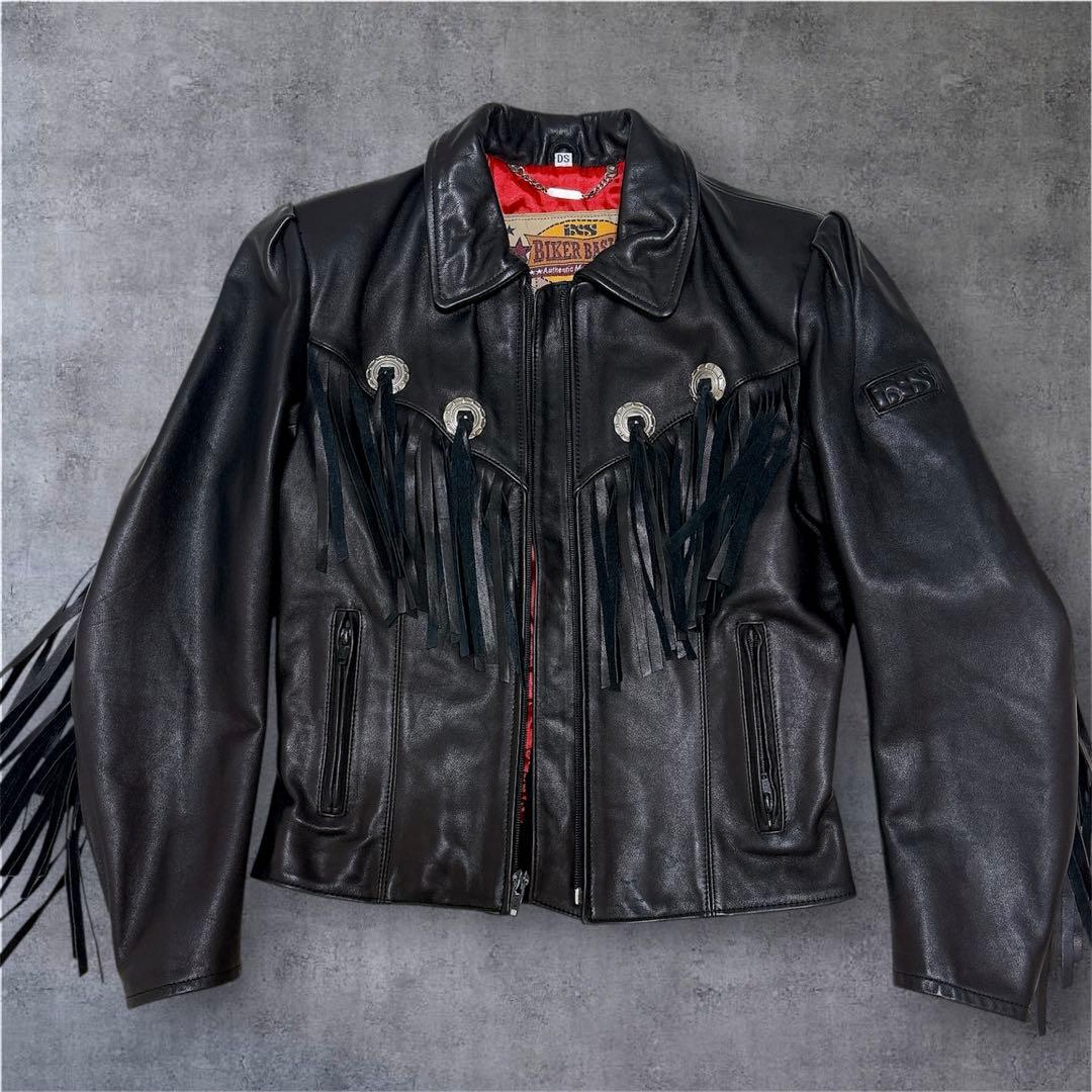 美品✨IXS フリンジ 本革　ライダースジャケット 高級レザー 花柄　バイカー