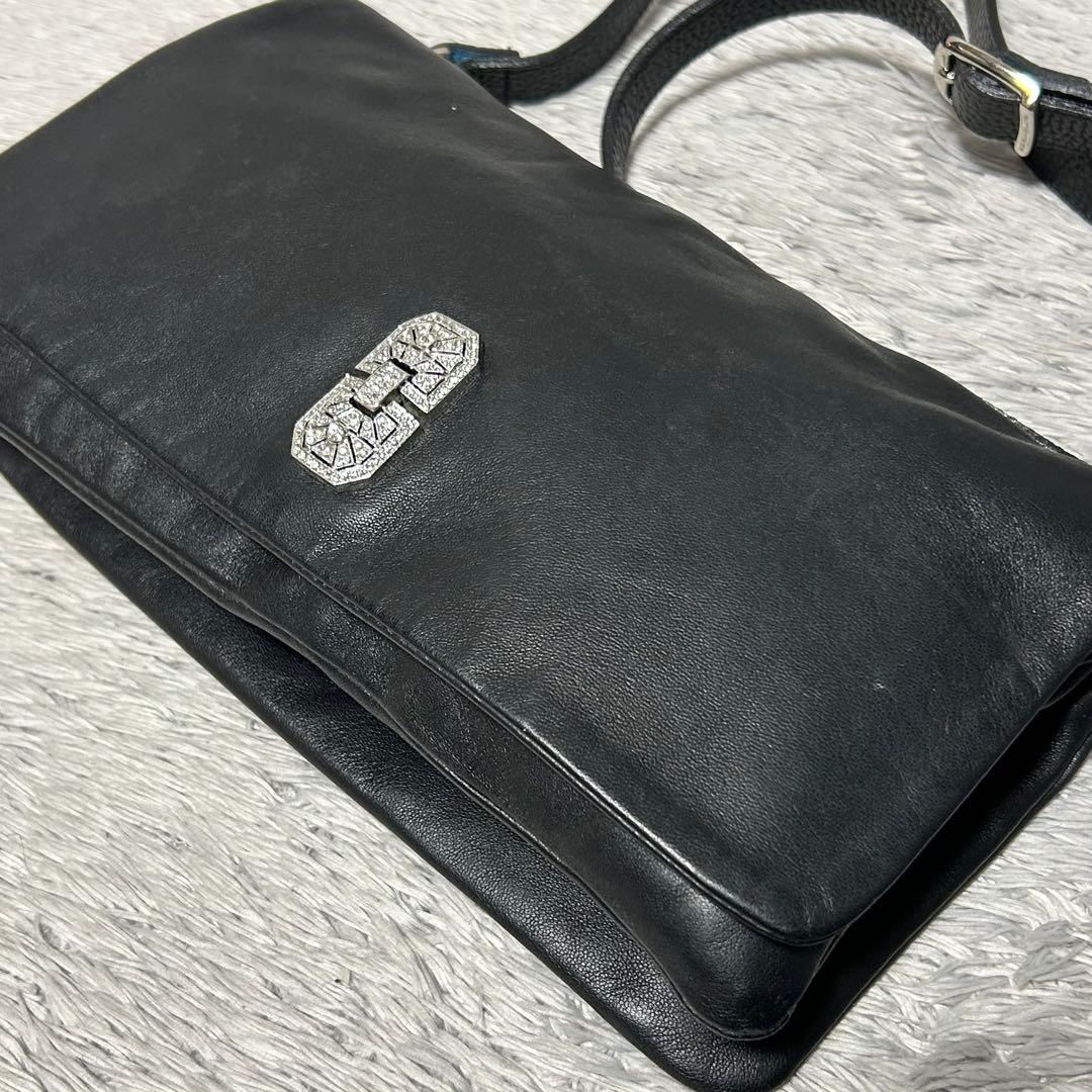 ADMJ エーディーエムジェイ　スワロフスキー　ショルダーバッグ　ブラック