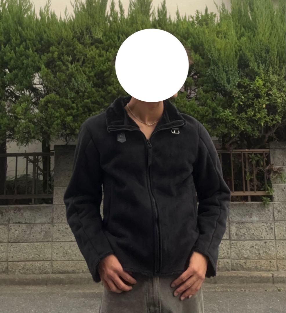 black mouton jacket B-3 suède jacket 90s
