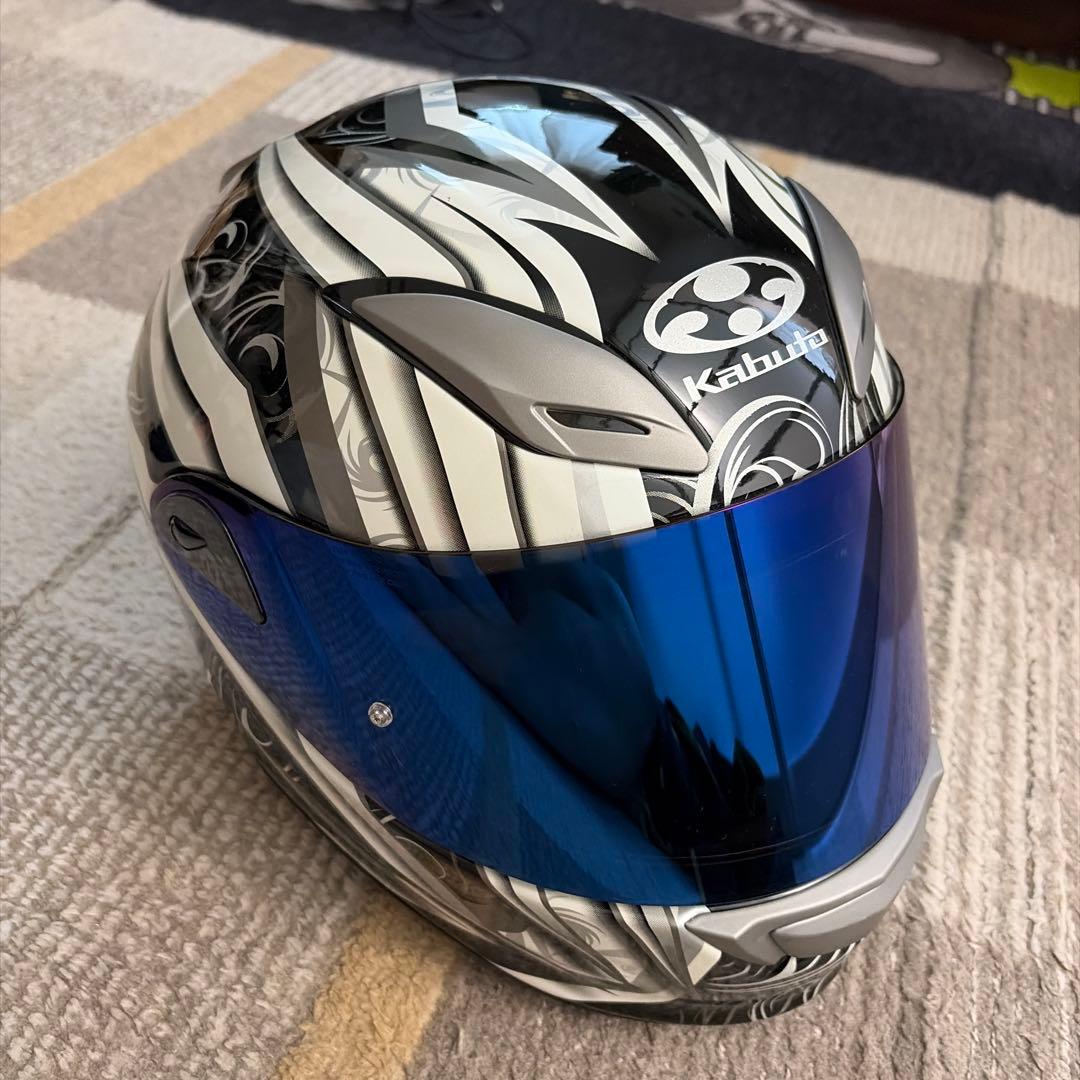 Kabuto フルフェイスヘルメット ブラック/シルバー/ブルー