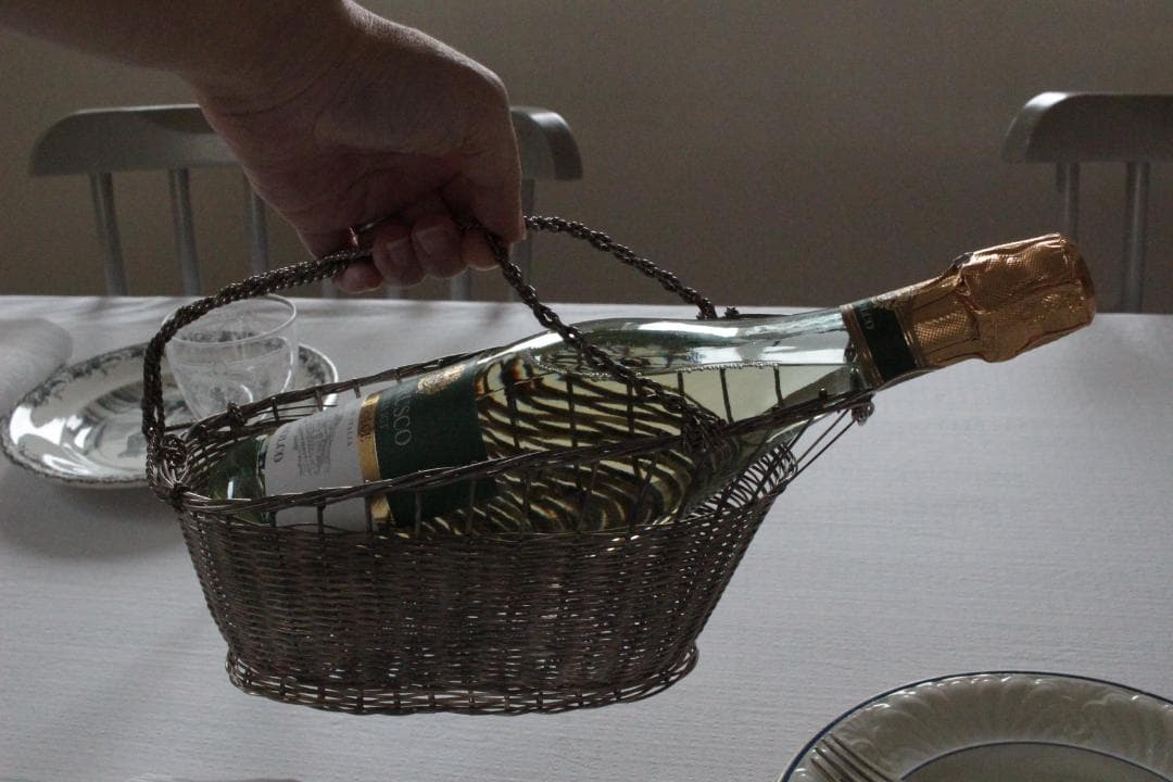 ワイヤーボトルパニエ・ワイヤーバスケット/アンティーク