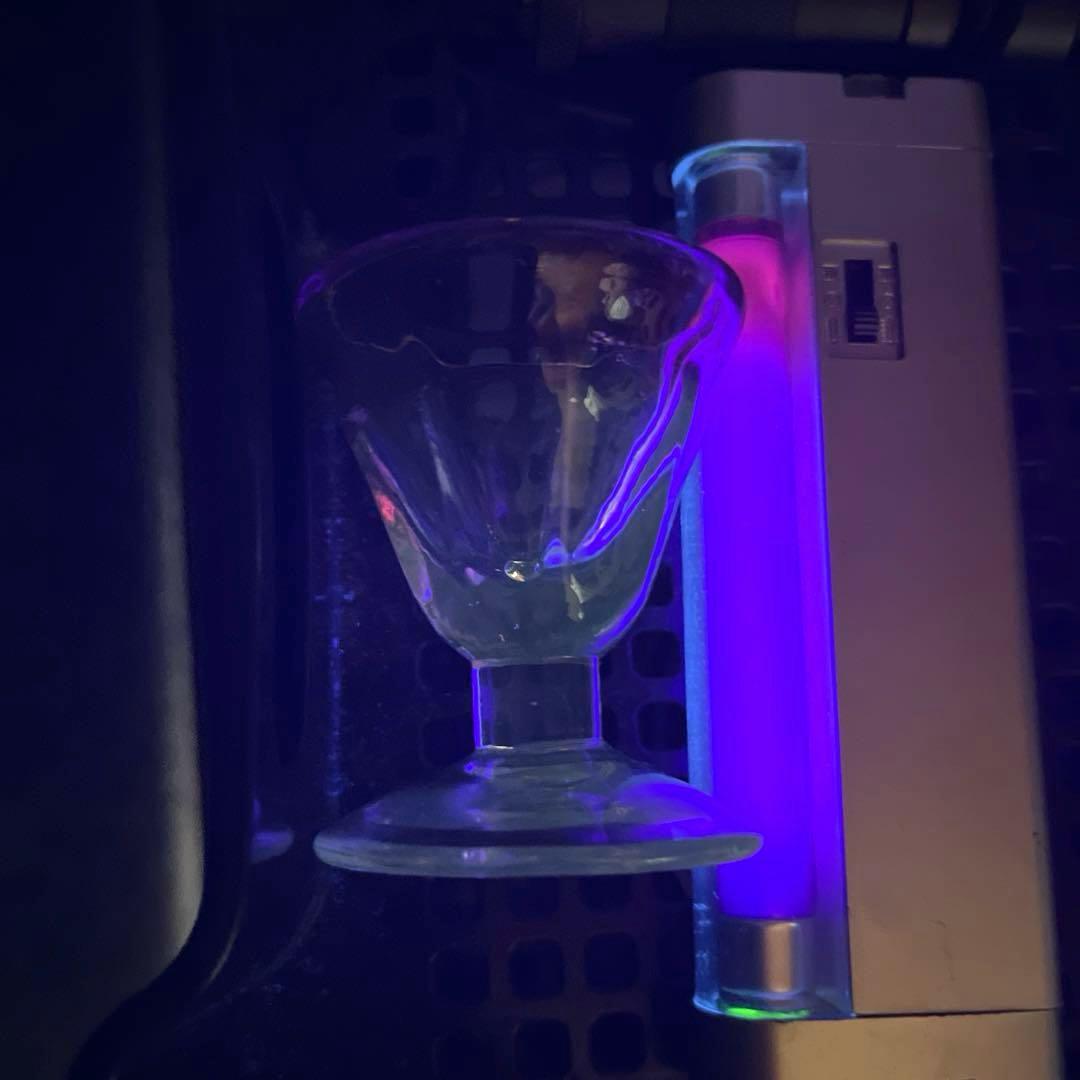 骨董　時代ガラス　吹きガラス　臙脂色リップ　アイスクリームグラス　氷コップ１客