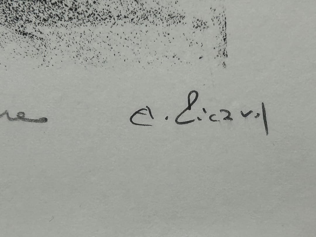 フランス イソワールの教会風景 (版画)