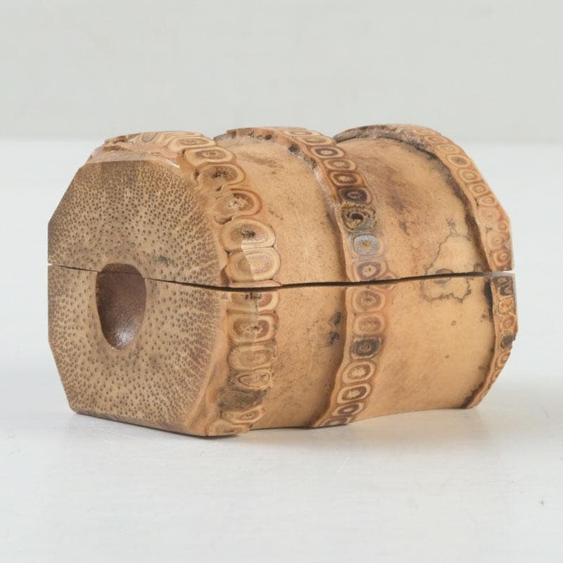 茶道具　皆空庵玉琳作　竹根香合　「福俵」　共布共箱　V　9330