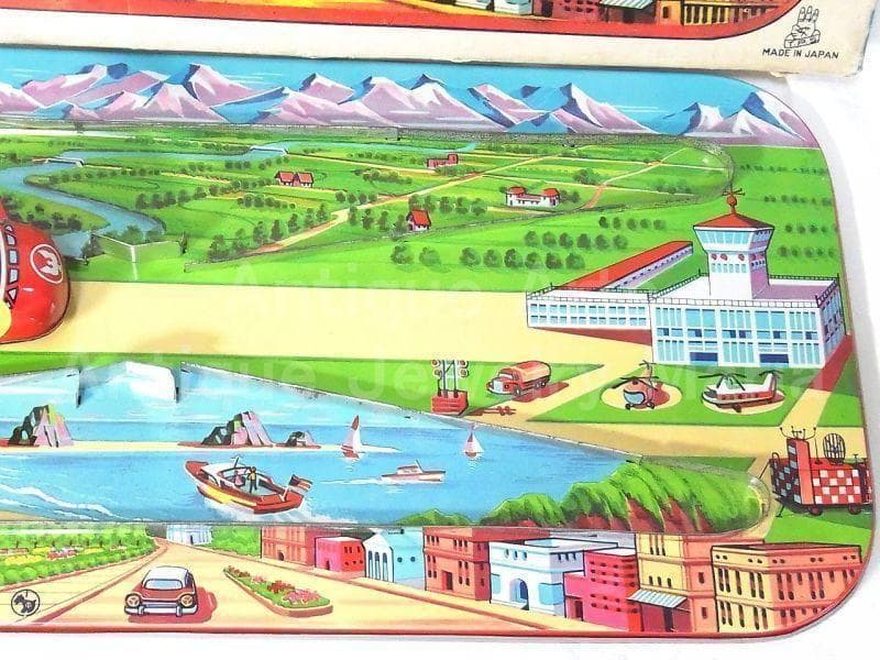 ブリキの飛行機が走る ドリームランド エアポート １９６０年代　日本製　箱付き