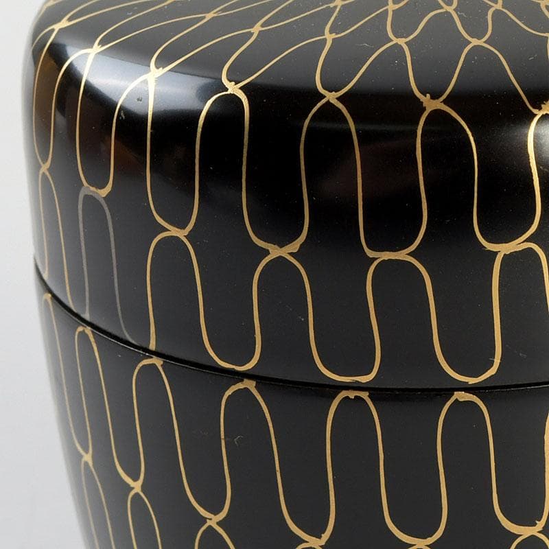 茶道具　中村湖彩作　網目蒔絵　中棗　共布　紫野　小林太玄極め箱　V　9369