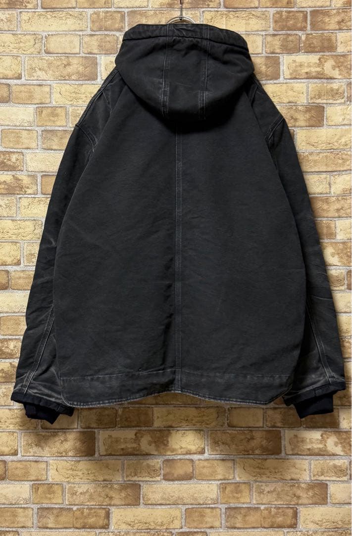 カーハート　メキシコ製　ダック地　アクティブジャケット　裏ボア　ブラック　2XL