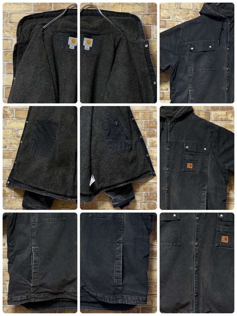 カーハート　メキシコ製　ダック地　アクティブジャケット　裏ボア　ブラック　2XL