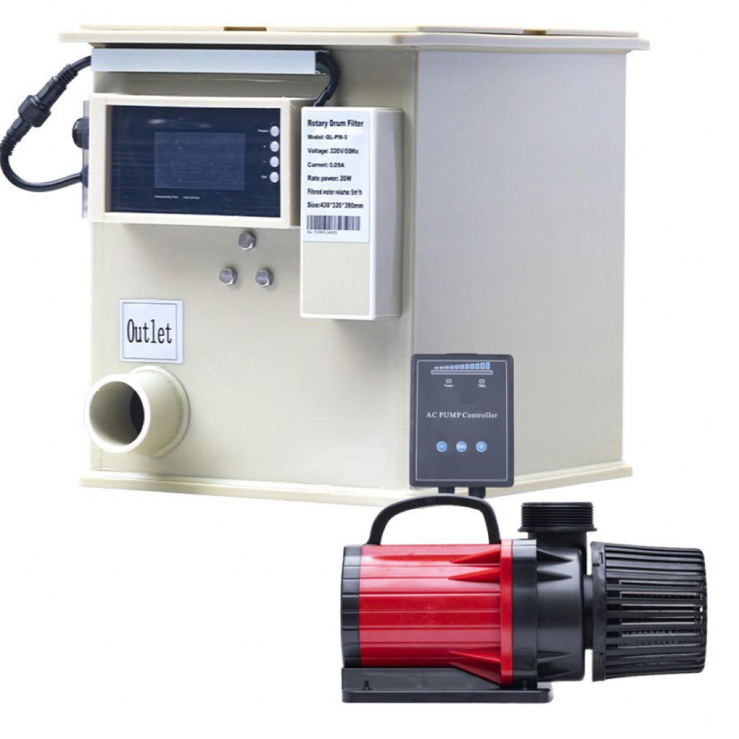 水中ポンプ付き 強制濾過器　ロータリードラムフィルター QL-PM5-D 新品