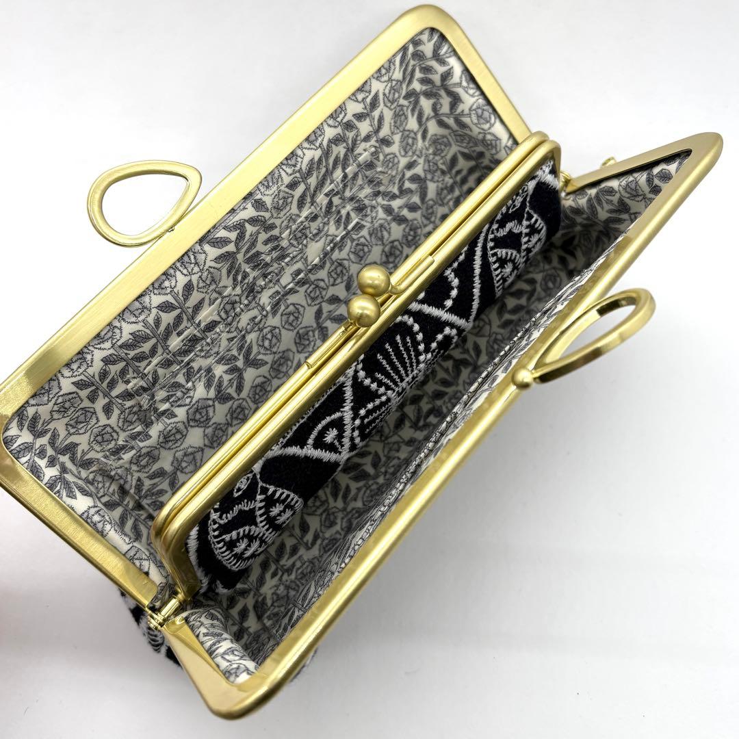 ハンドメイドミナペルホネン 親子長財布がま口symphonyネイビー