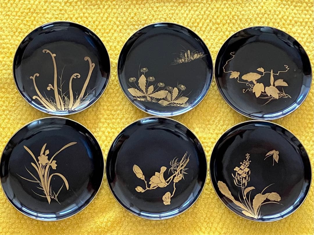 江戸後期 漆器 蒔絵 銘々皿 21枚 アンティーク 骨董 蔵出し 面々盆 茶道具