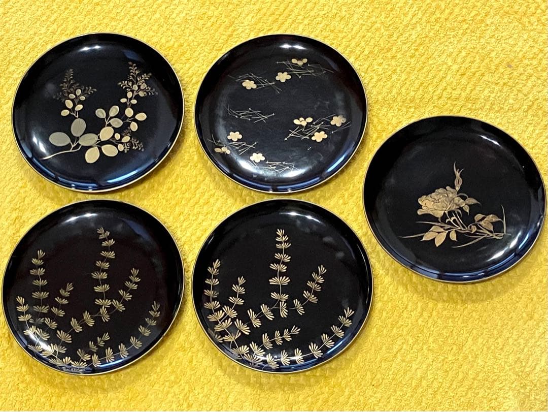 江戸後期 漆器 蒔絵 銘々皿 21枚 アンティーク 骨董 蔵出し 面々盆 茶道具