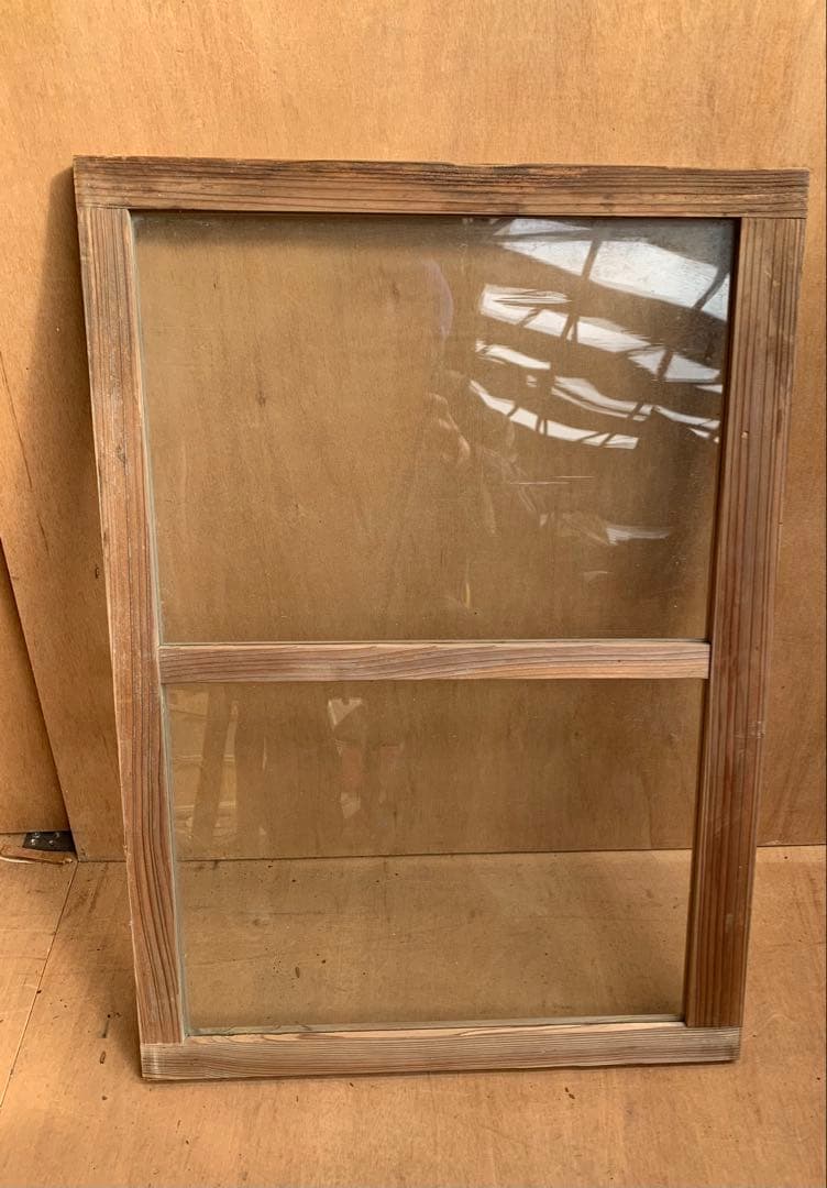 戦前　古い木枠ゆらゆらガラス戸2分割　てんぽ建具古家具仕切り古民家