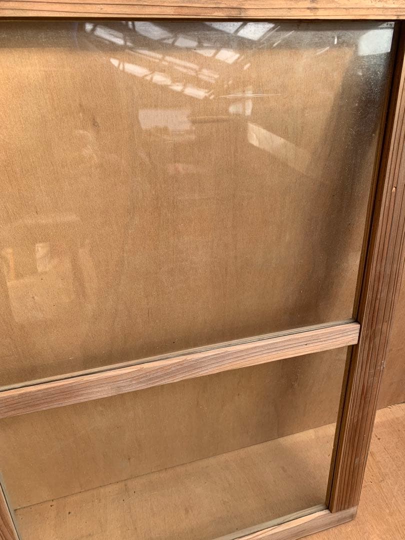 戦前　古い木枠ゆらゆらガラス戸2分割　てんぽ建具古家具仕切り古民家