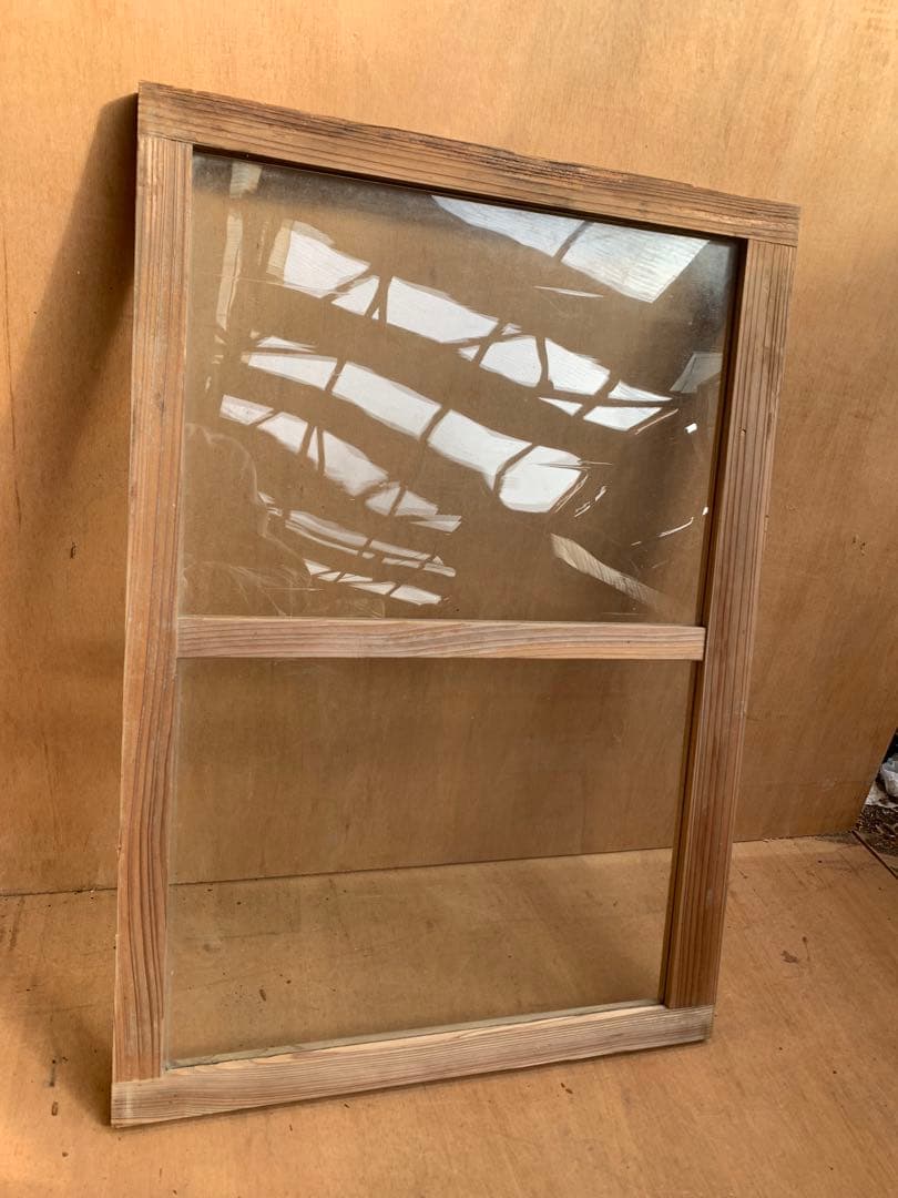 戦前　古い木枠ゆらゆらガラス戸2分割　てんぽ建具古家具仕切り古民家
