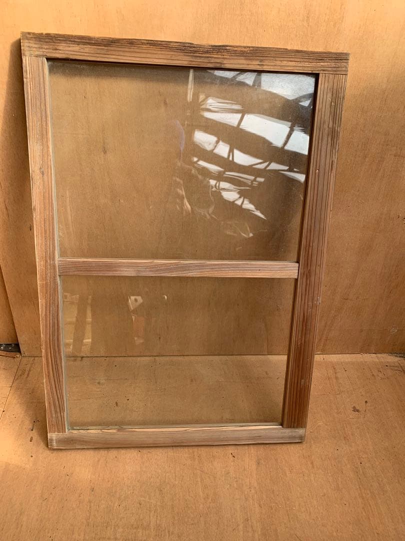 戦前　古い木枠ゆらゆらガラス戸2分割　てんぽ建具古家具仕切り古民家