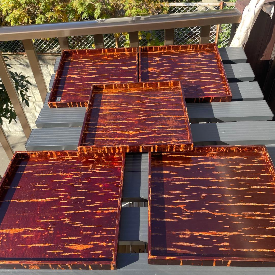 秋田角館桜皮　樺細工　お盆　伝統工芸品　新品未使用　5個セット