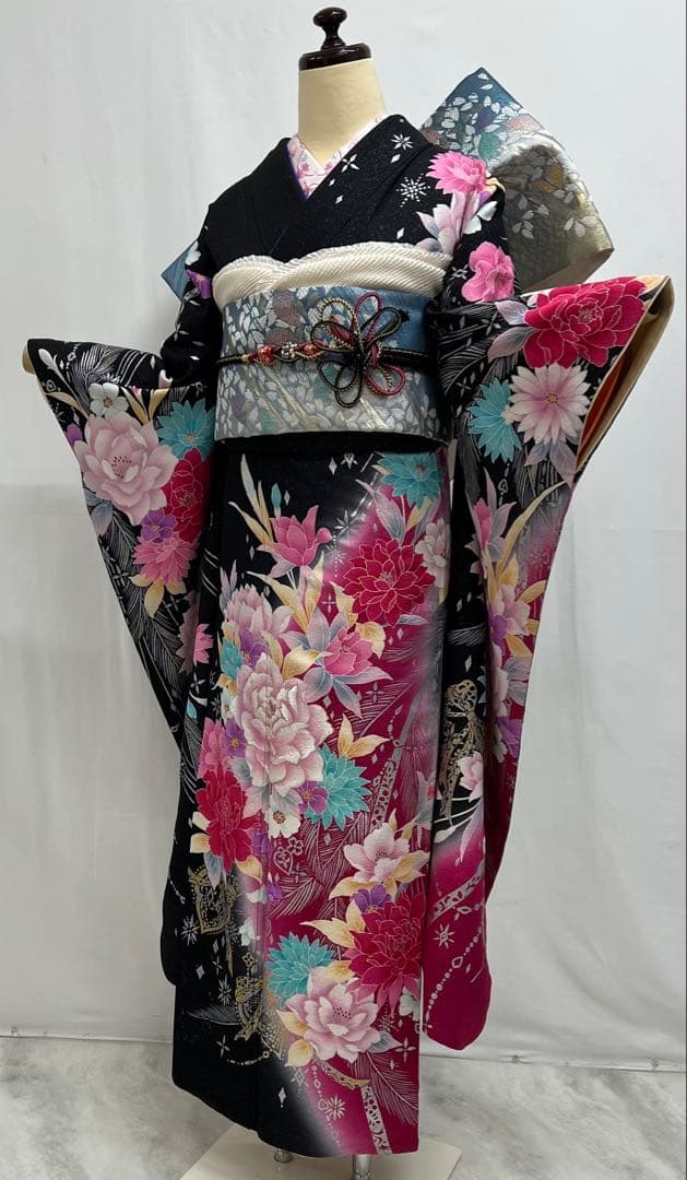 振り袖　フルセット　長襦袢付　金彩　刺繍　銀通し　豪華　成人式　長尺袋帯　612