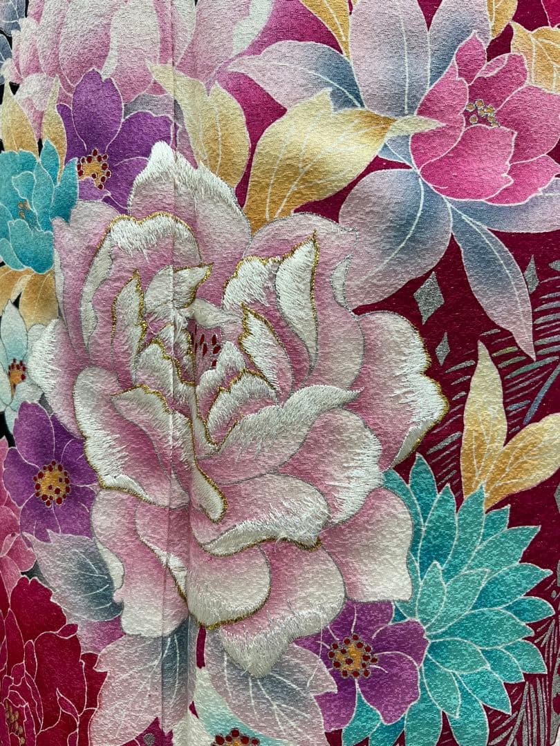 振り袖　フルセット　長襦袢付　金彩　刺繍　銀通し　豪華　成人式　長尺袋帯　612