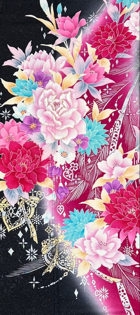 振り袖　フルセット　長襦袢付　金彩　刺繍　銀通し　豪華　成人式　長尺袋帯　612