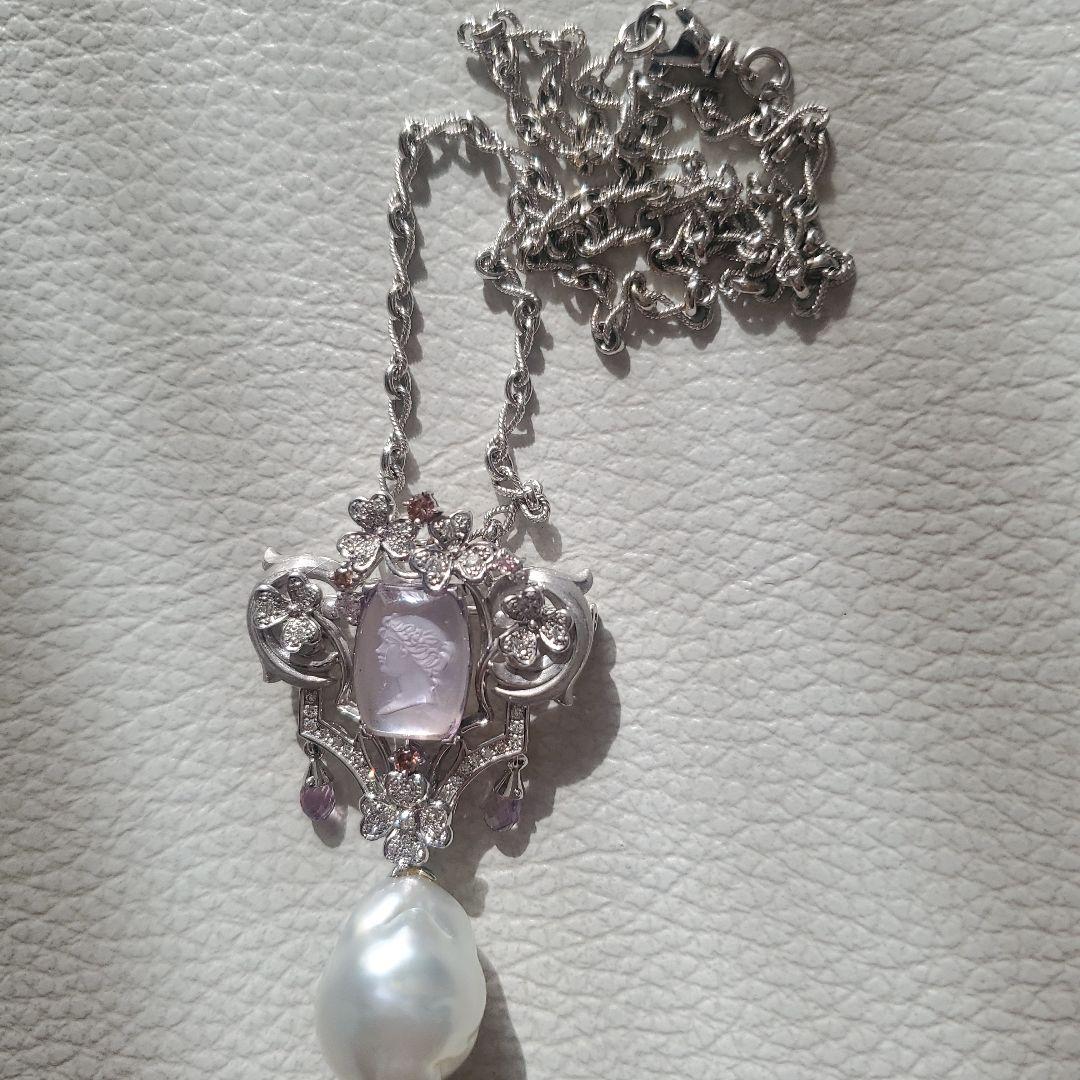 K18WG カメオ ネックレス Italy