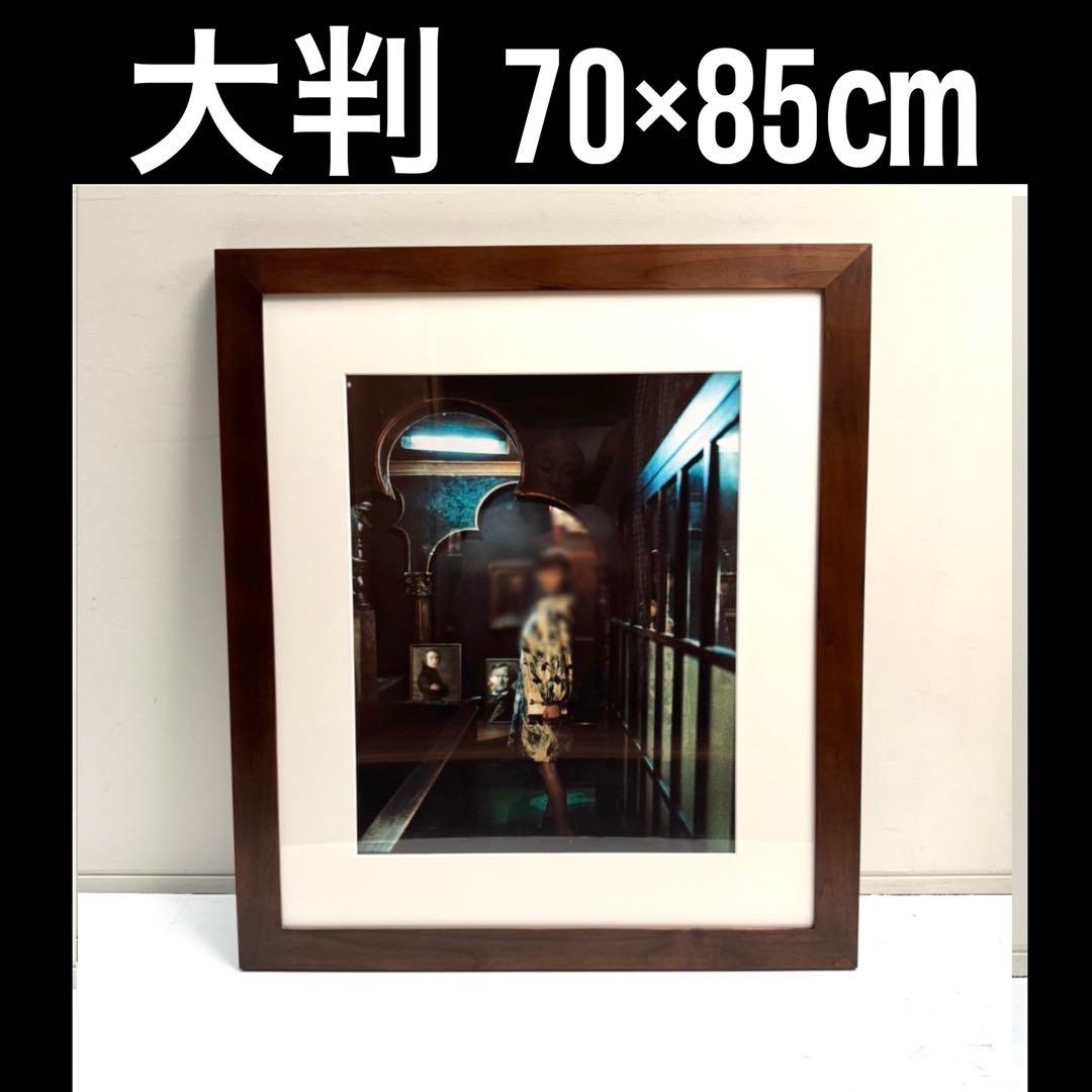 【在庫25】額 額縁 木製 焦茶 ダークブラウン 大きいサイズ アート 写真 f