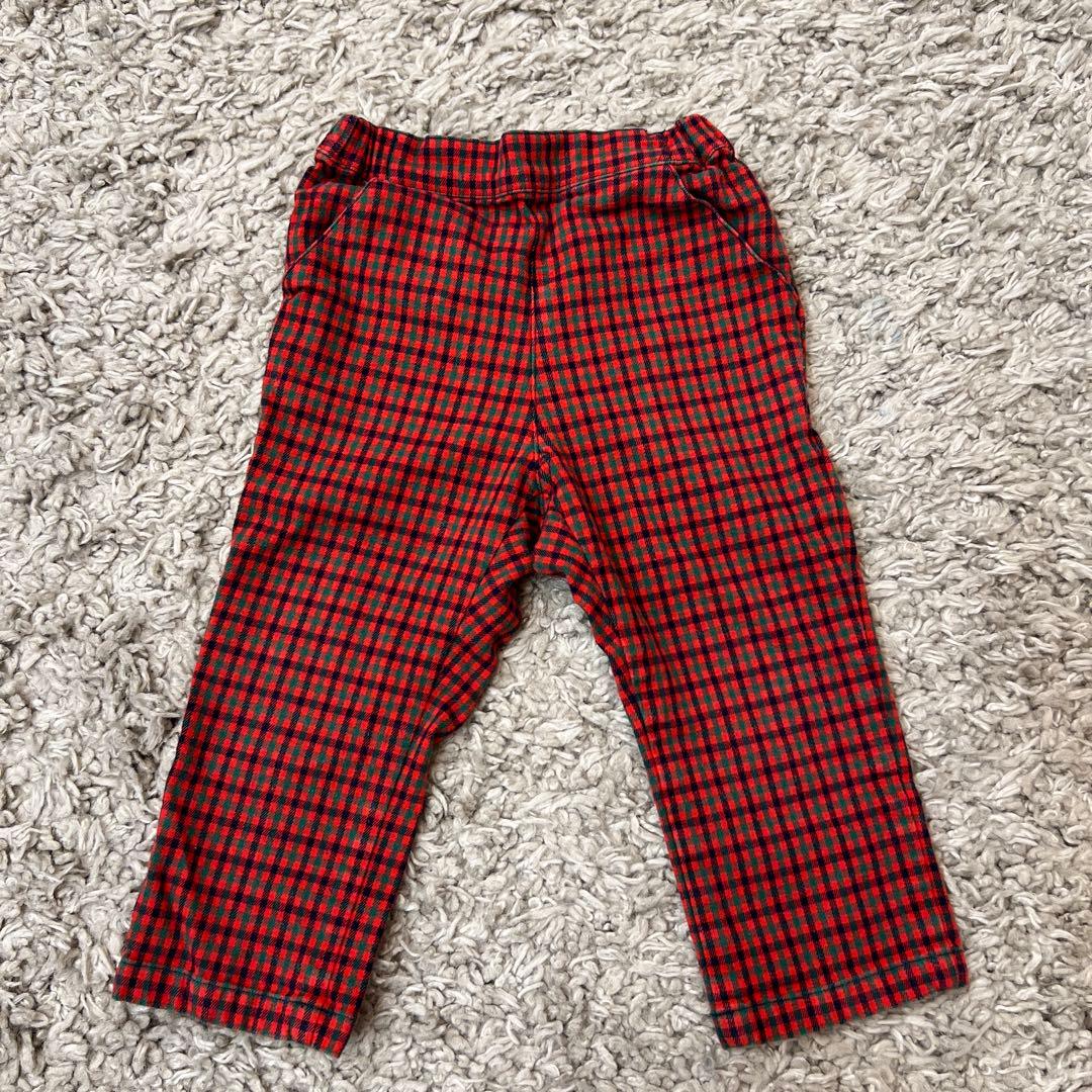 familiar 90cm 長袖カットソー・ファミリアチェックズボンセット