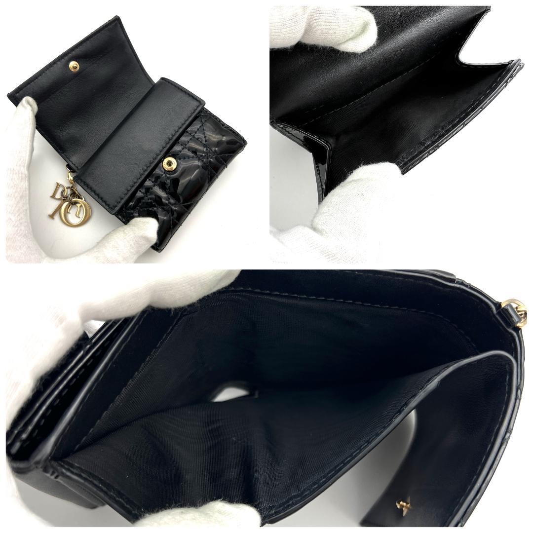 レディディオール カナージュ ロータスウォレット パテント ブラック A755