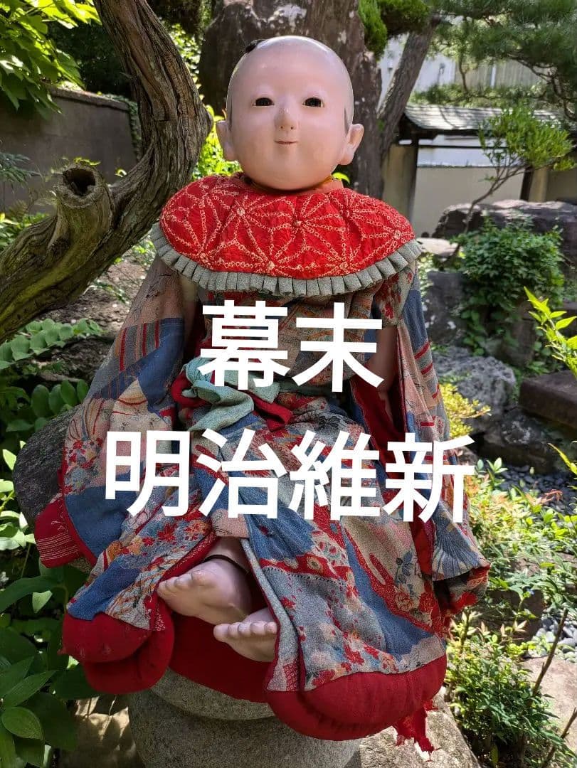 全長80ⅽⅿ　市松人形　幕末　高級武士　江戸縮緬　ビスクドール　爪切り