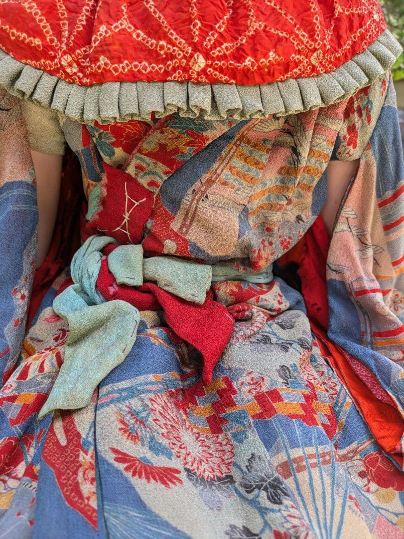 全長80ⅽⅿ　市松人形　幕末　高級武士　江戸縮緬　ビスクドール　爪切り