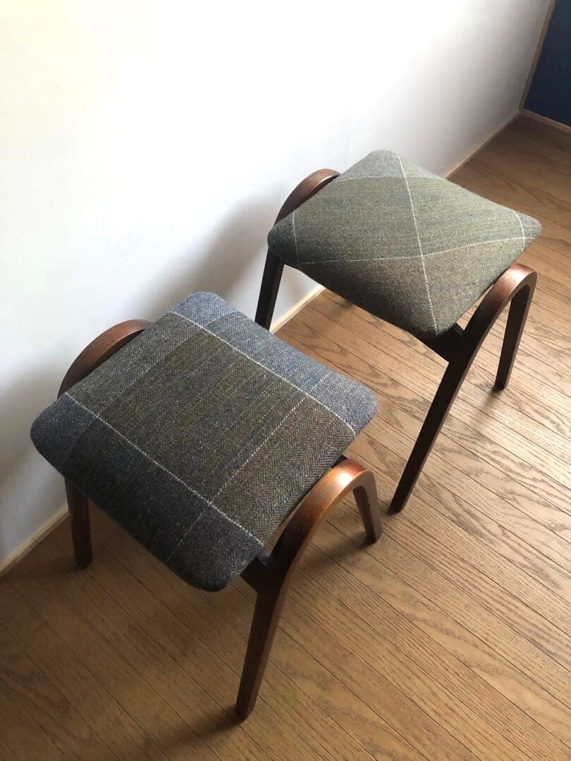 秋田木工 曲木 剣持スツール 2脚セット ヴィンテージ家具 古代色 民芸 レトロ