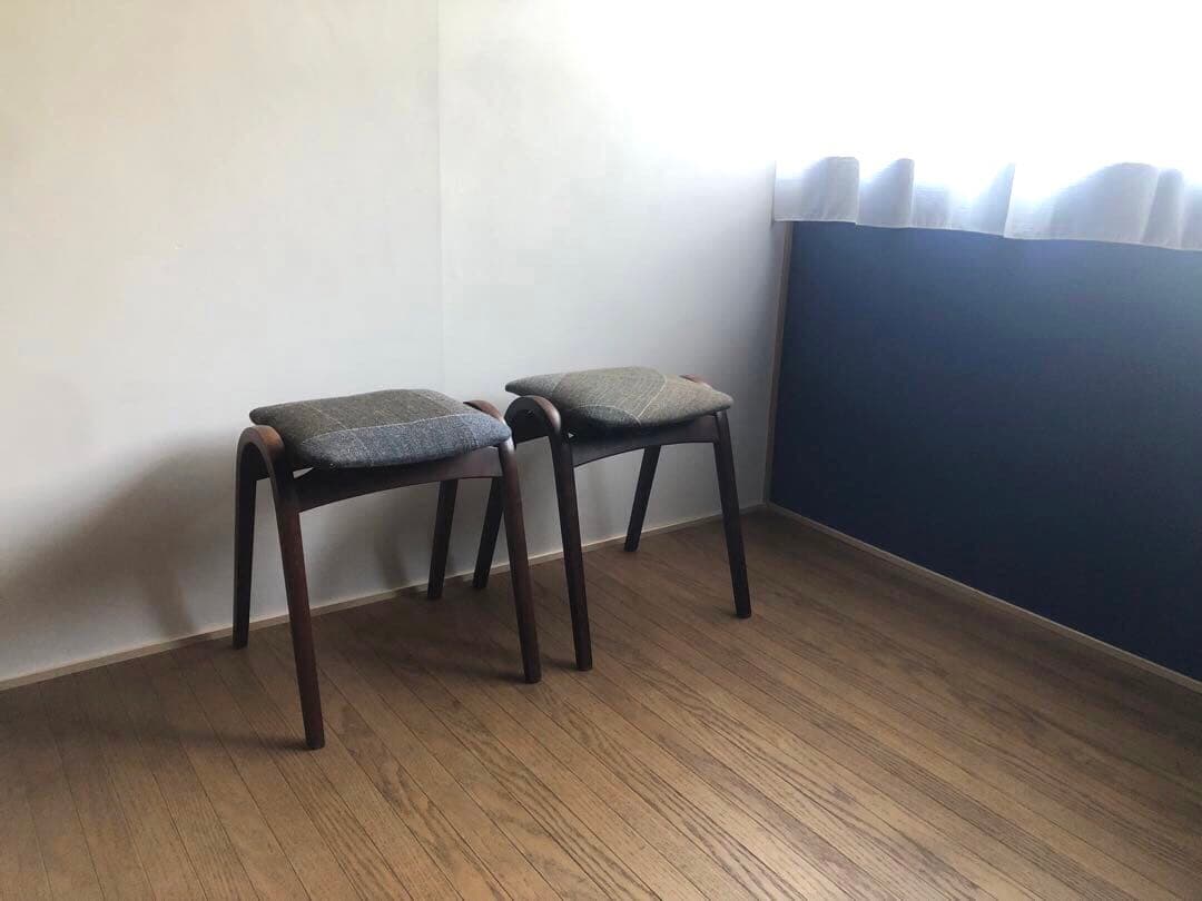 秋田木工 曲木 剣持スツール 2脚セット ヴィンテージ家具 古代色 民芸 レトロ