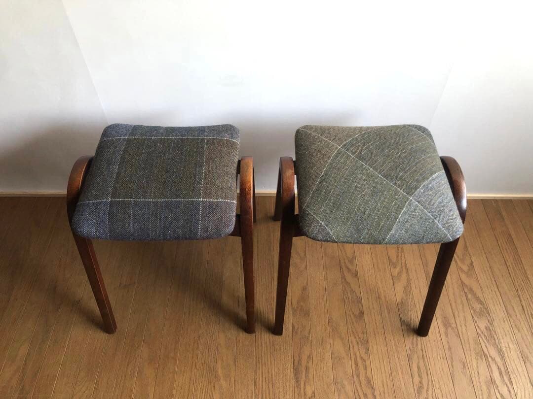 秋田木工 曲木 剣持スツール 2脚セット ヴィンテージ家具 古代色 民芸 レトロ