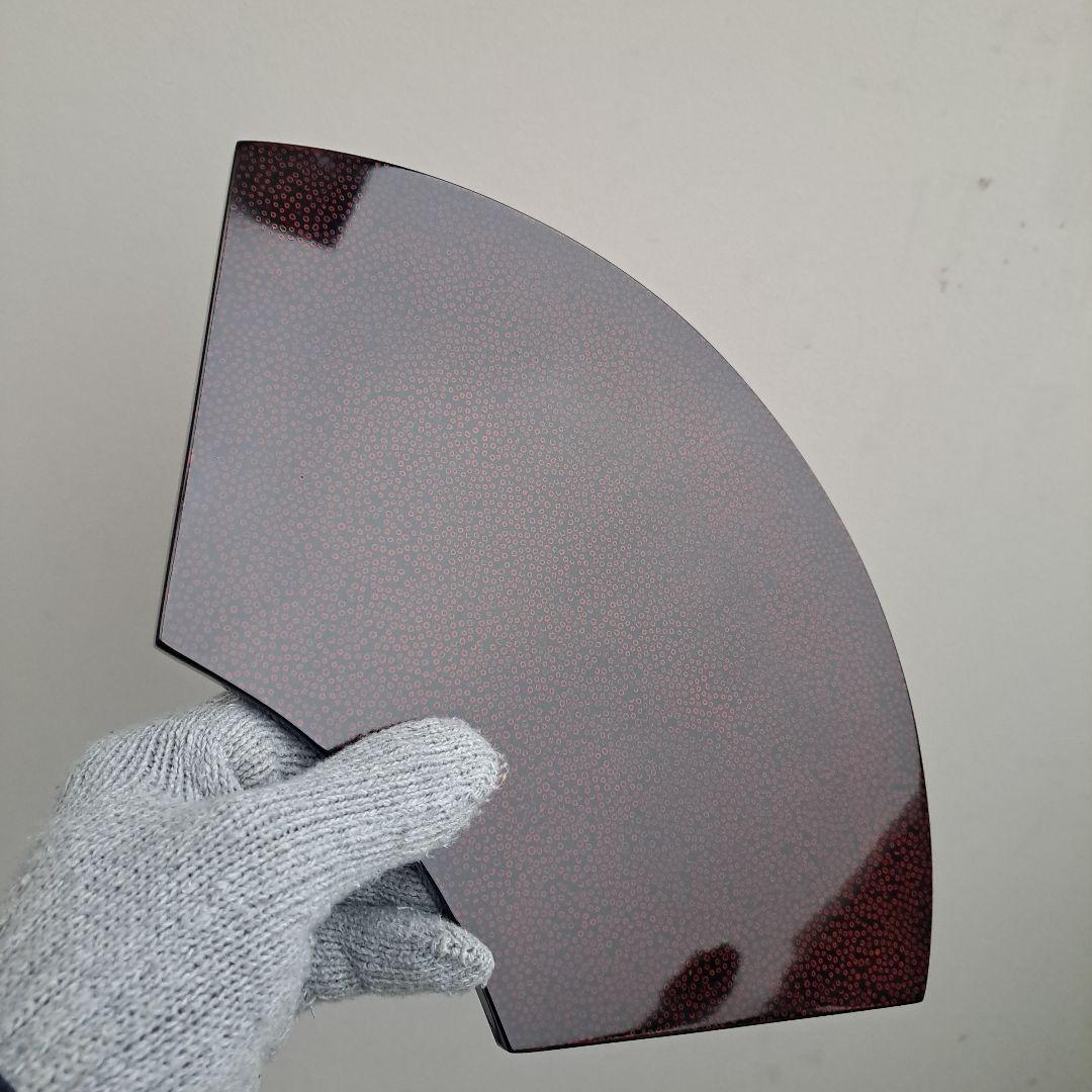 【津軽塗　尺サイズ\"扇形敷膳×5客】天然木製　末広形　天心皿　未使用/長期保管品