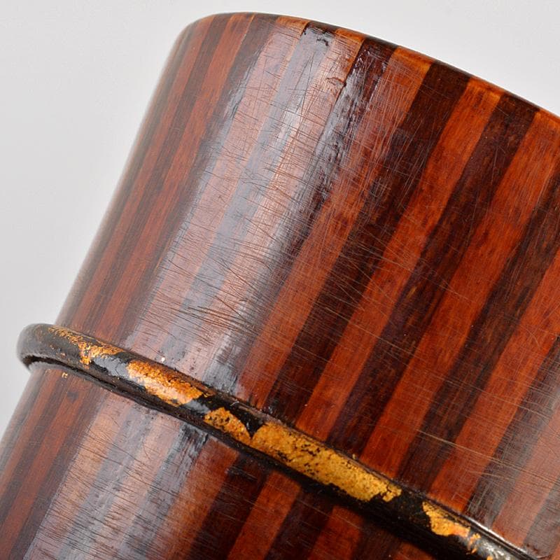 茶道具　友裕作　寄木　茶筒　時代箱付　V　R7407