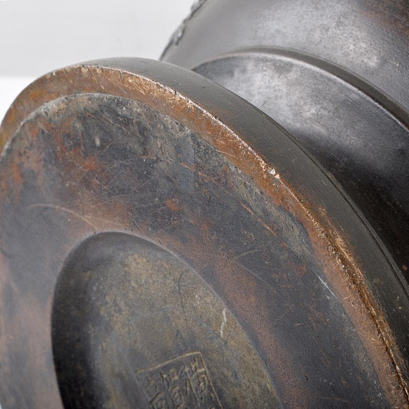 古銅銀象嵌　碇桜文　長顎瓶　横須賀泉商会款　重さ約6kg　H　R7179B