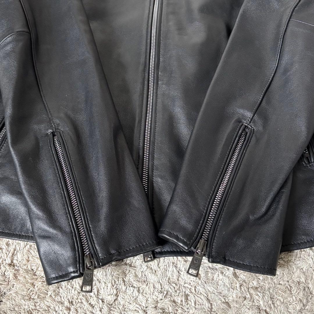【極美品✨】ブラックレーベルクレストブリッジ　レザージャケット　羊革　ライダース