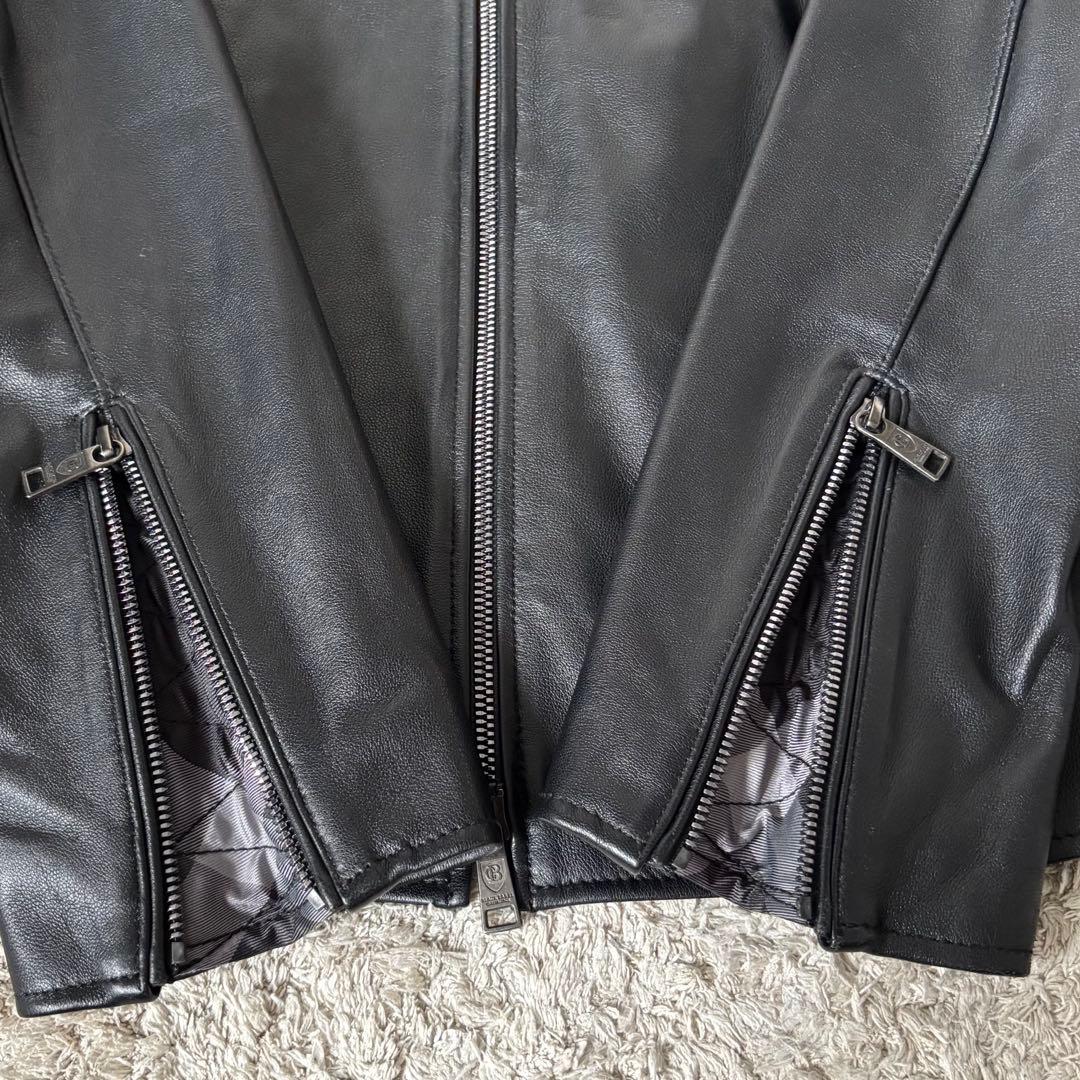 【極美品✨】ブラックレーベルクレストブリッジ　レザージャケット　羊革　ライダース