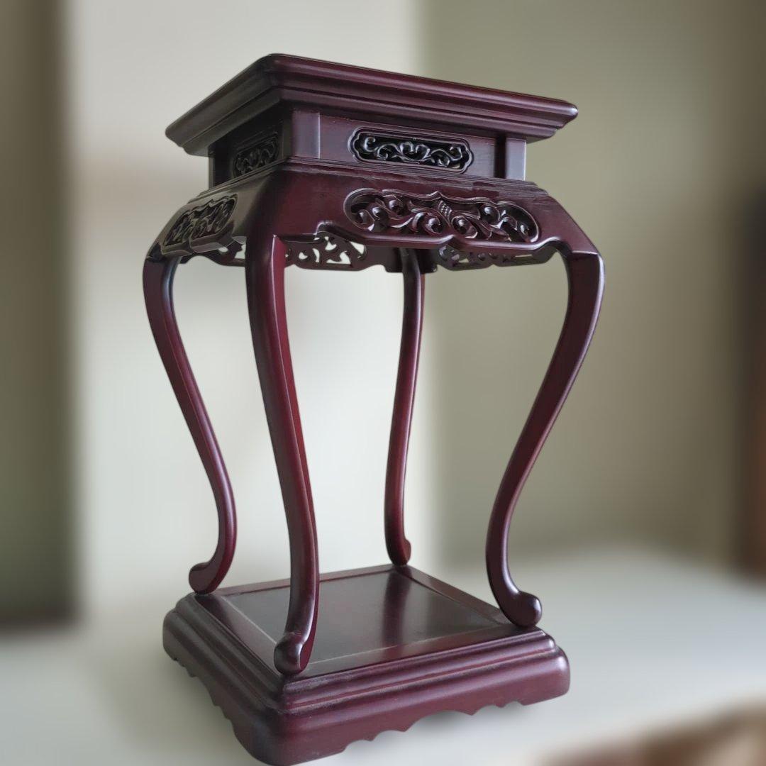 骨董　飾り台　台　木製　木彫　猫脚　花台　香炉台　ディスプレイ