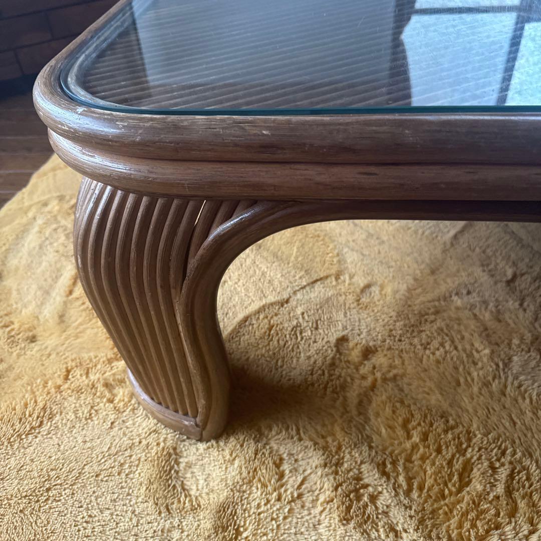 籐テーブル✖️ガラストップの大型炬燵