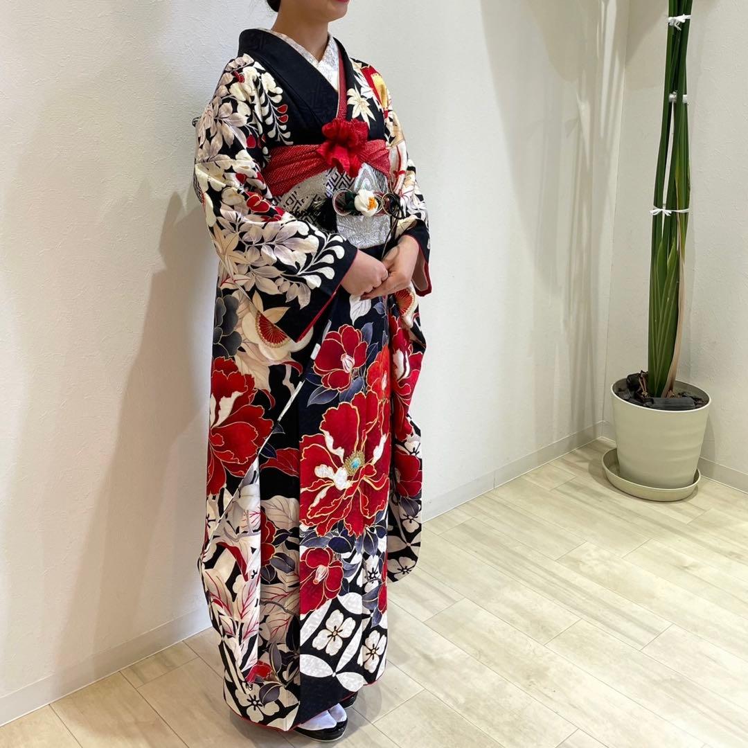 花柄振袖 フルセット着物 レディース京都きもの友禅成人式　草履バッグ付き
