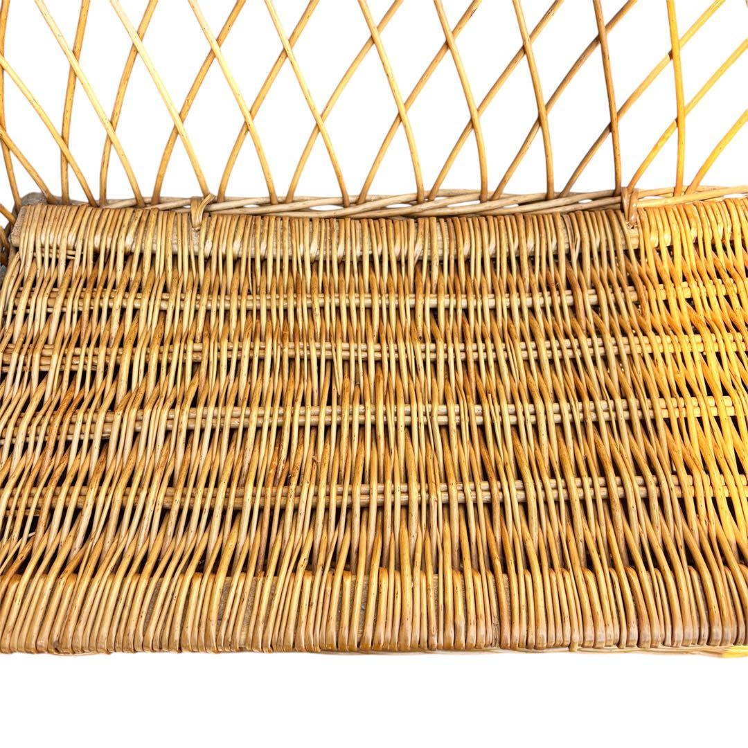 ヴィンテージ ラタンソファ 2人掛け ミニソファ 籐製 アンティーク 収納付き