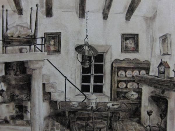 藤田嗣治、【室内 】、希少な限定額装用画集画、新品高級額 額装付、状態良好