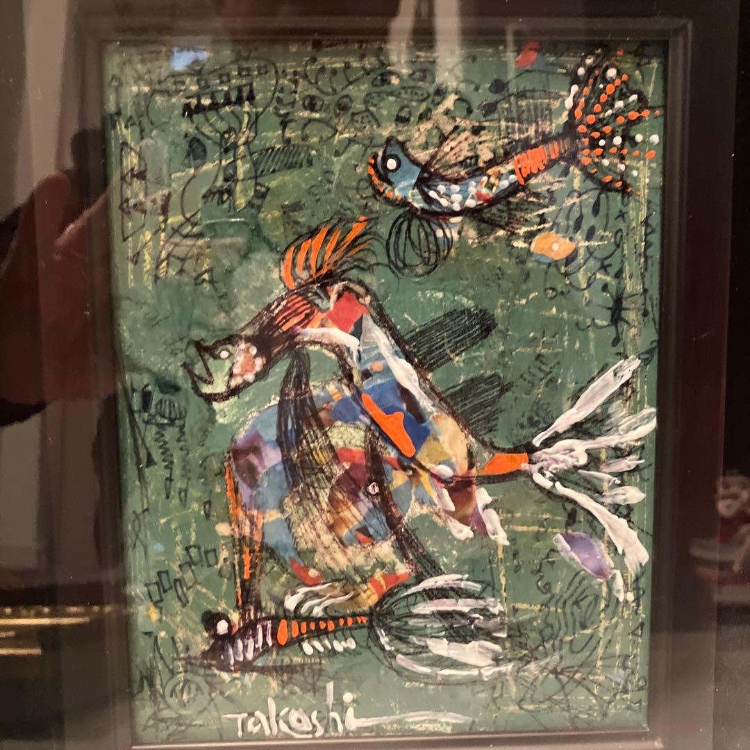 画家 山崎　隆（ふれでぃー山崎）の『3匹のSAKANA』油絵（原画）