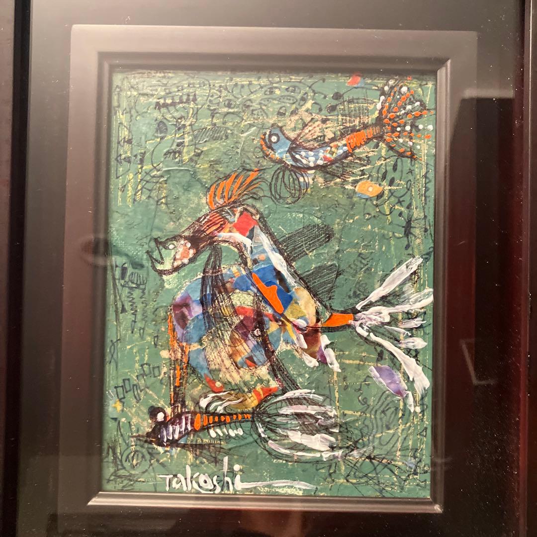 画家 山崎　隆（ふれでぃー山崎）の『3匹のSAKANA』油絵（原画）