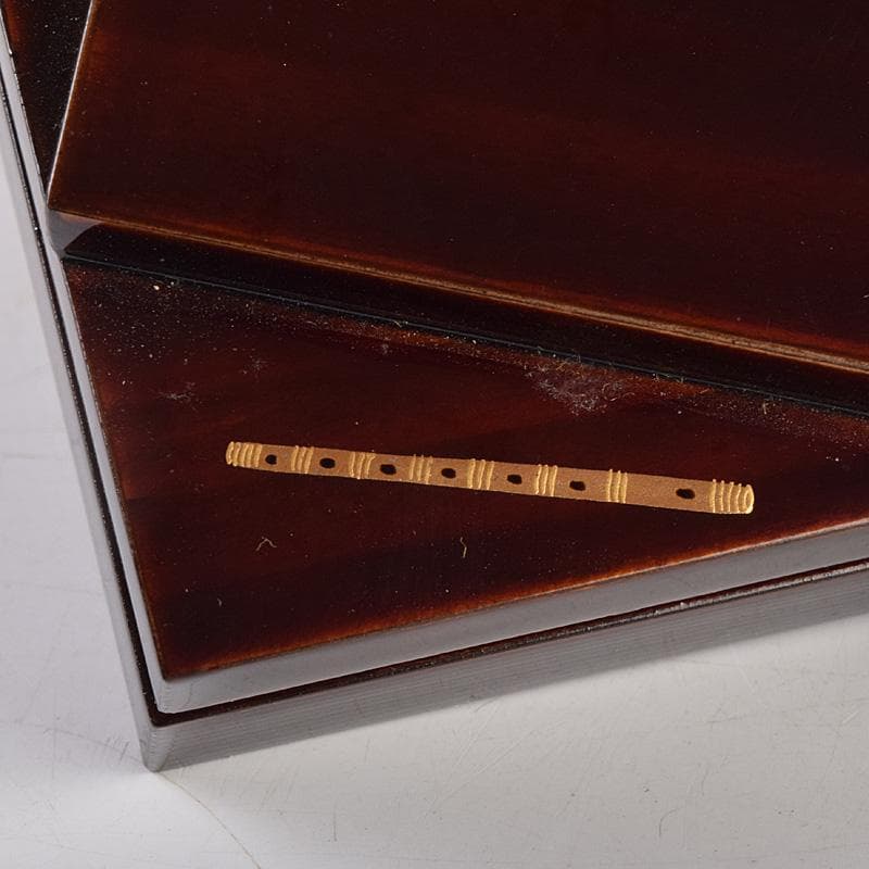 茶道具　熊谷秀穂作　惺斉好　和楽器蒔絵　歌書形香合　共箱　V　R9009