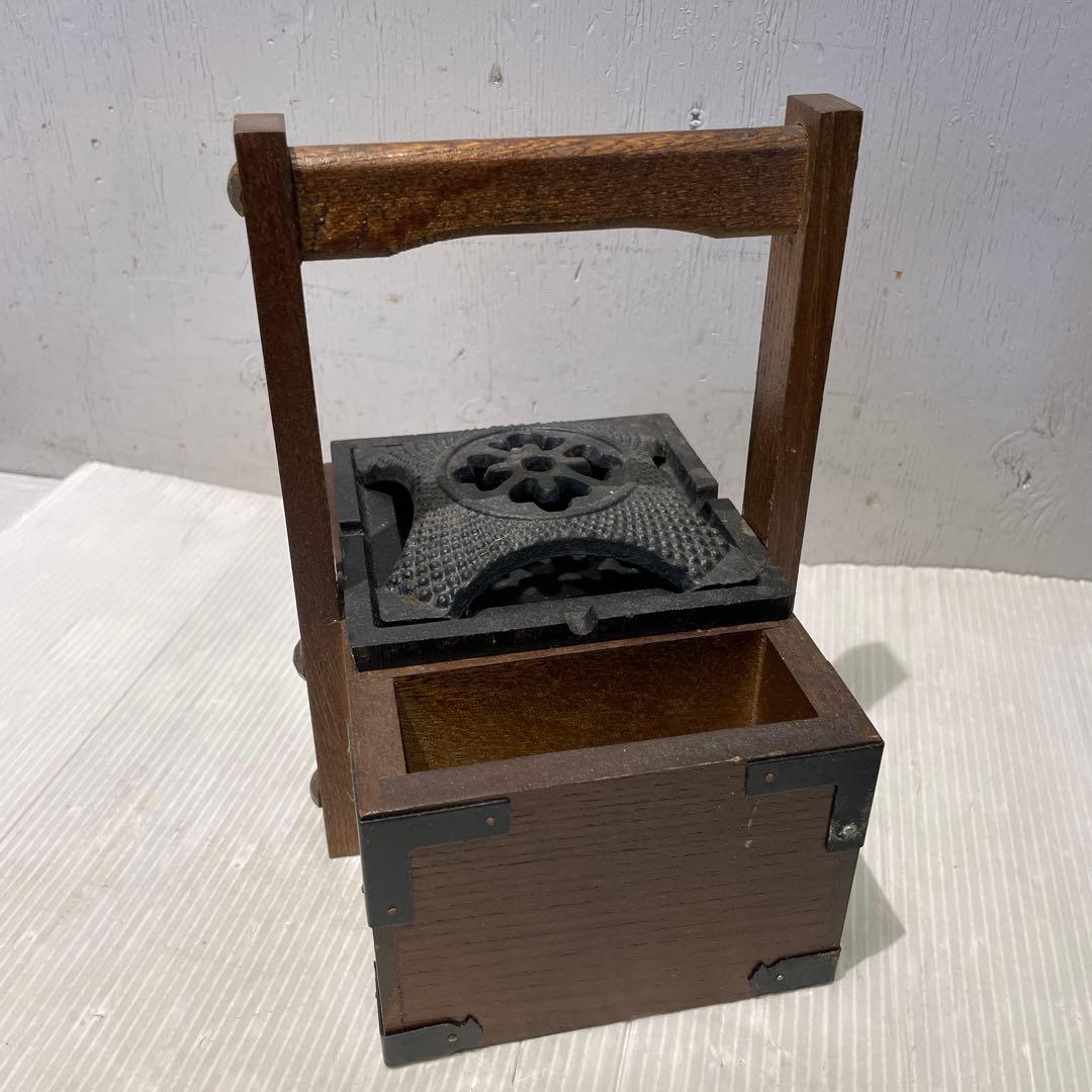 一点もの 希少品 【和骨董】木製 火鉢 煙草盆 抽斗付き 時代物 灰皿付き