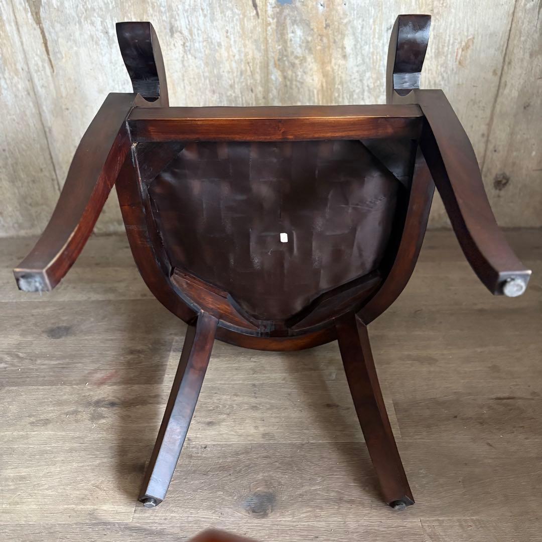 エスニックスタイル　レザーシート アームチェア ヴィンテージ　①