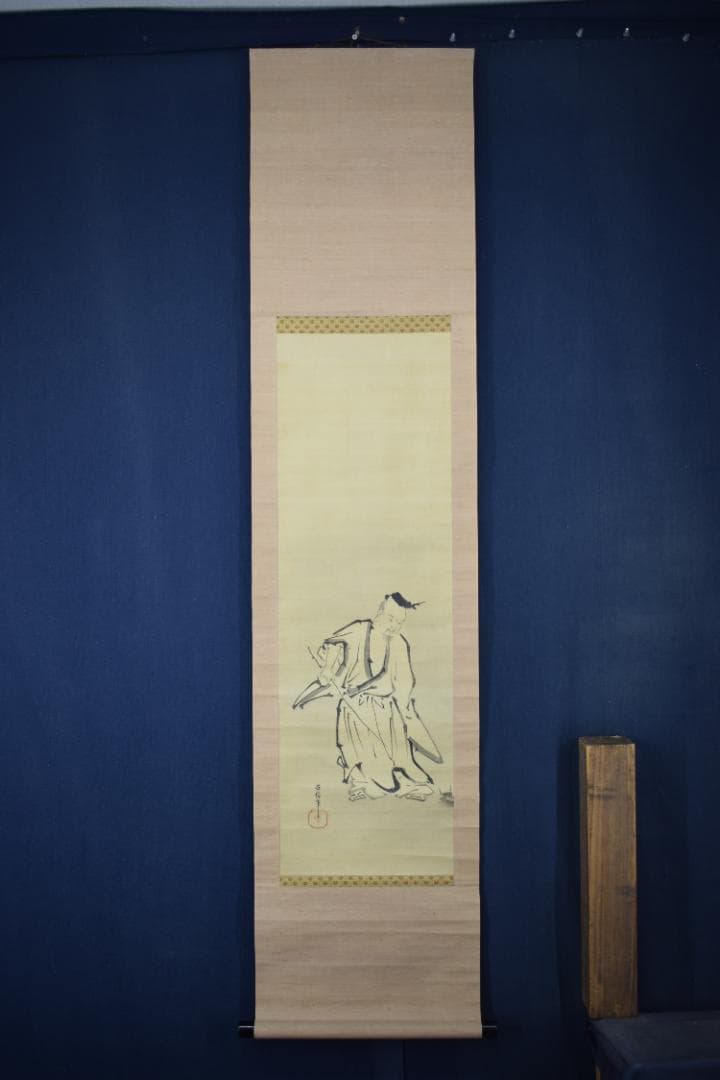 【真作】狩野益信/人物羊之図/二十四考の内/掛軸☆宝船☆Y-611　JM