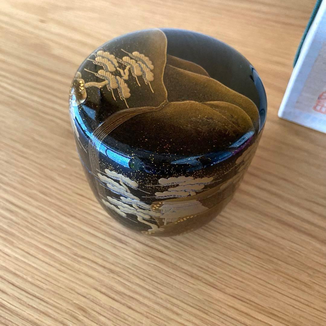 【茶道具】　棗　輪島塗　山水滝蒔絵図　坂一男作　美品